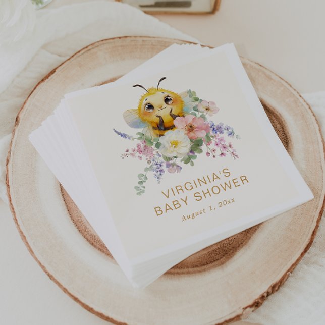 Guardanapo De Papel Abelha de Aniversário (Baby Shower Bee Napkins by Painted Paperie
)