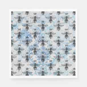 Guardanapo De Papel Abelha de Damasco Azul