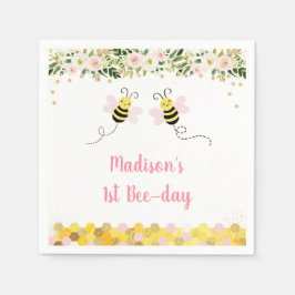 Guardanapo De Papel Abelha Dourada rosa, Aniversário Floral