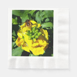 Guardanapo De Papel Abelha em Flores Amarelas