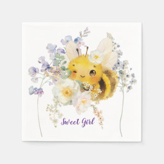 Guardanapo De Papel Abelha Flor Coquetel Napkins