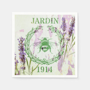 Guardanapo De Papel abelha francesa chique do vintage da lavanda do