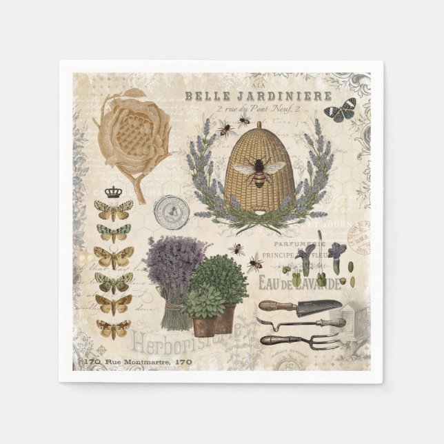 Guardanapo De Papel Abelhas de fazenda francesa moderna (Frente)