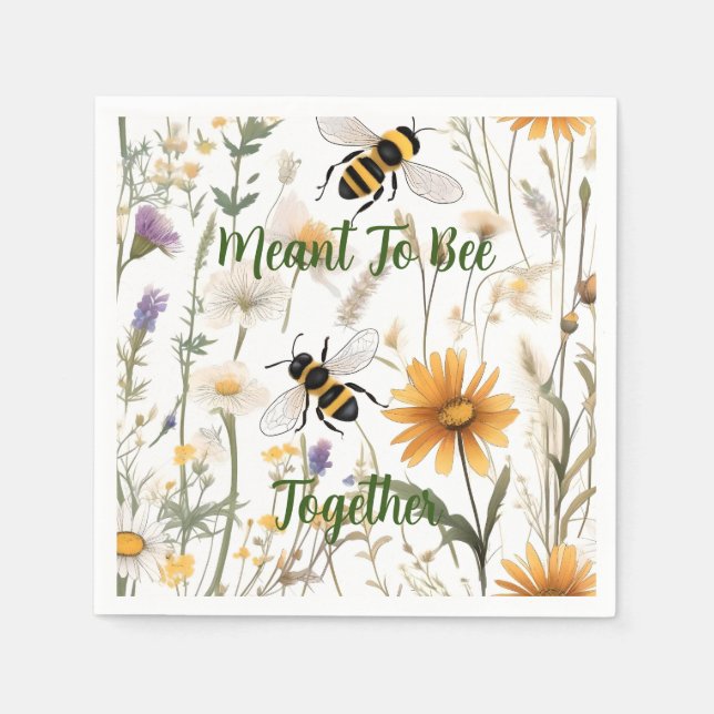 Guardanapo De Papel Abelhas E Flores Selvagens Queriam Estar Juntas, (Frente)
