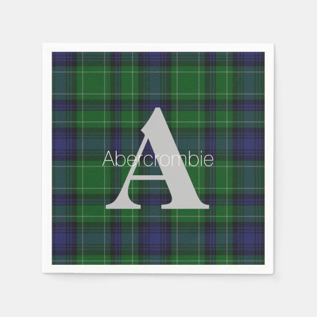 Guardanapo De Papel Abercrombie Clan Xadrez Monogramas Papel Napkins (Frente)