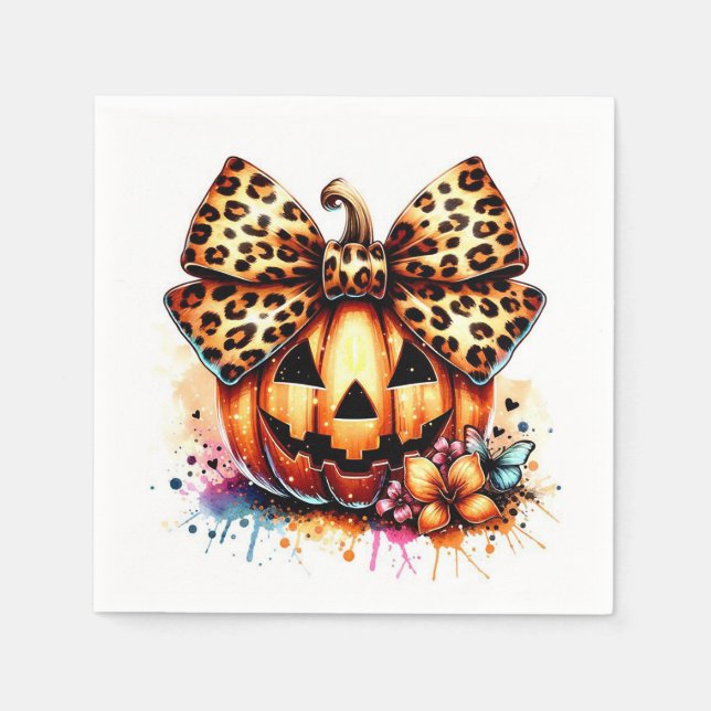 Guardanapo De Papel Abóbora de aquarela com arco (Frente)