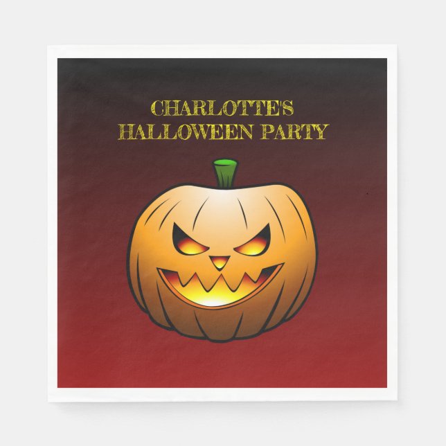 Guardanapo De Papel Abóbora de Halloween aconchegante Jack o'lantern (Frente)