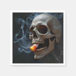 Guardanapo De Papel Abóbora de Halloween Fumando Crânio Mordendo Candy