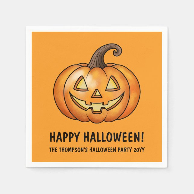 Guardanapo De Papel Abóbora de Halloween Laranja Fofa Com Texto Person (Frente)