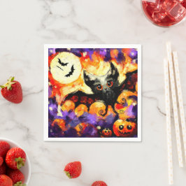 Guardanapo De Papel Abóbora de Halloween Morcego de Olhos Grandes Lua