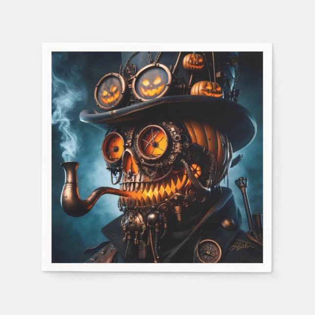 Guardanapo De Papel Abóbora de Halloween Steampunk Gótico (Frente)