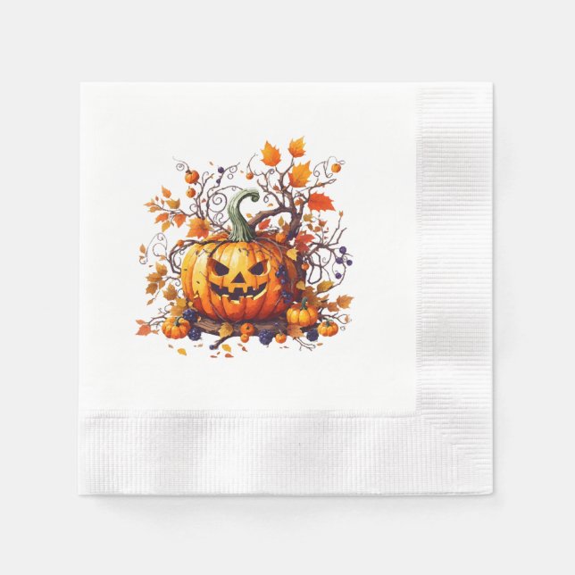 Guardanapo De Papel abóbora engraçada de outono de Halloween (Frente)