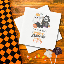 Guardanapo De Papel Abóbora Fantasma Ceifador Gato Preto Fofo Hallowee
