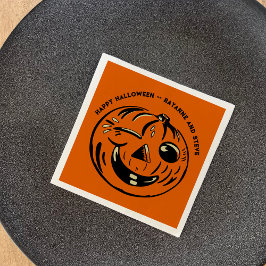 Guardanapo De Papel Abóbora Jack-o-Lantern Vintage Personalizada Hallo