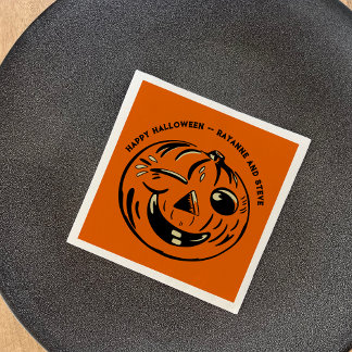 Guardanapo De Papel Abóbora Jack-o-Lantern Vintage Personalizada Hallo