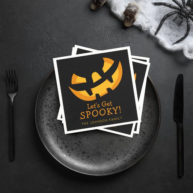 Guardanapo De Papel Abóbora Let's Get Spooky Papel (Jack-O-Lantern Let's Get Spooky Paper Napkins)