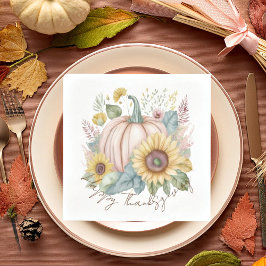 Guardanapo De Papel Abóbora pastel e personalizado floral boho