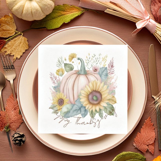 Guardanapo De Papel Abóbora pastel e personalizado floral boho (Criador carregado)
