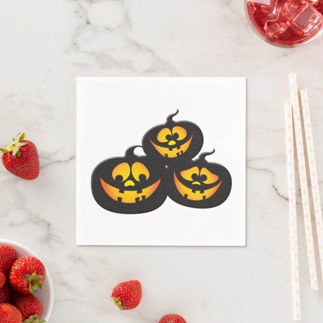 Guardanapo De Papel Abóboras de Halloween com Expressões Engraçadas (Insitu)