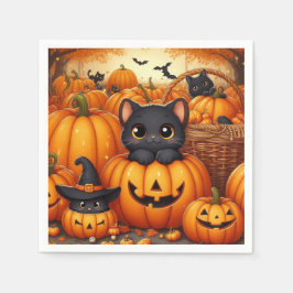 Guardanapo De Papel Abóboras, Gatos Pretos e Morcegos
