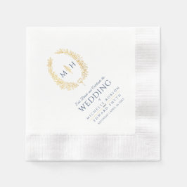 Guardanapo De Papel Abrigos de casamento da coroa azul e dourada