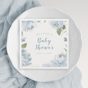 Guardanapo De Papel Abrigos de chás de fraldas florais azuis e poeire