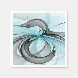Guardanapo De Papel Abstract Anthracite Gray Blue Modern Fractal Art