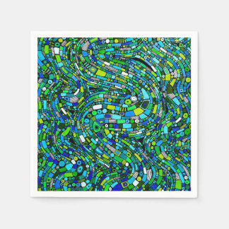 Guardanapo De Papel Abstract Design Blue Green Waves Shapes