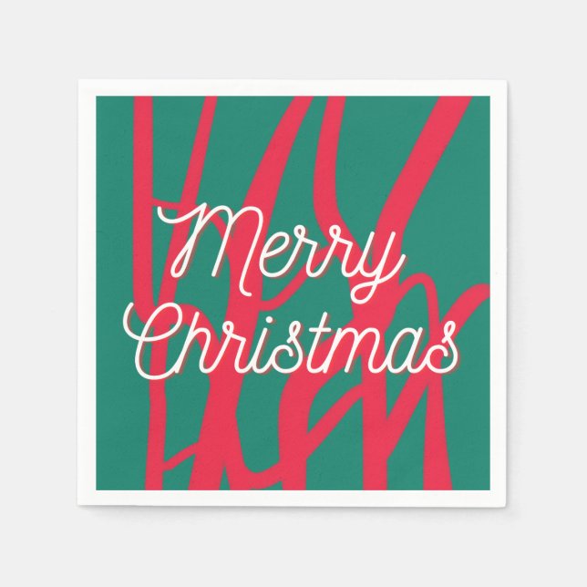 Guardanapo De Papel Abstract Red Green Personalized Merry Christmas (Frente)