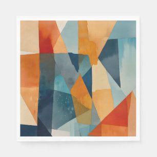 Guardanapo De Papel Abstrato Ângulos de Azul e Laranja