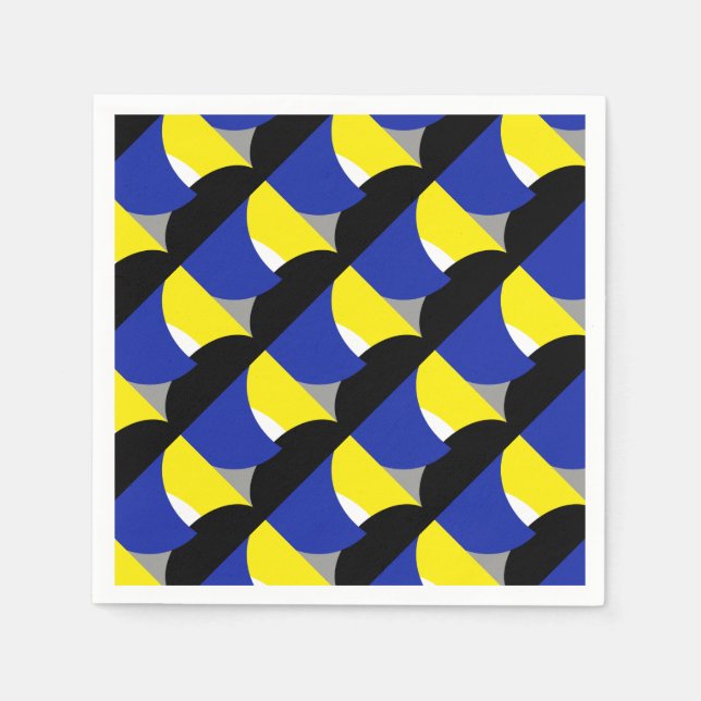 Guardanapo De Papel Abstrato Art Azul Amarelo (Frente)