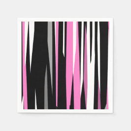 Guardanapo De Papel Abstrato branco e preto-e-rosa