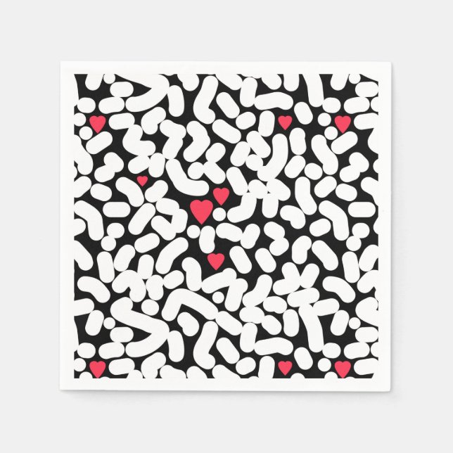 Guardanapo De Papel Abstrato branco preto (Frente)