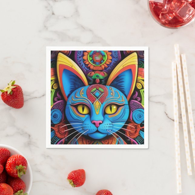 Guardanapo De Papel Abstrato Cat com olhos amarelos (Insitu)