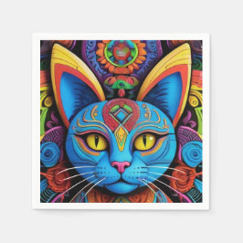 Guardanapo De Papel Abstrato Cat com olhos amarelos