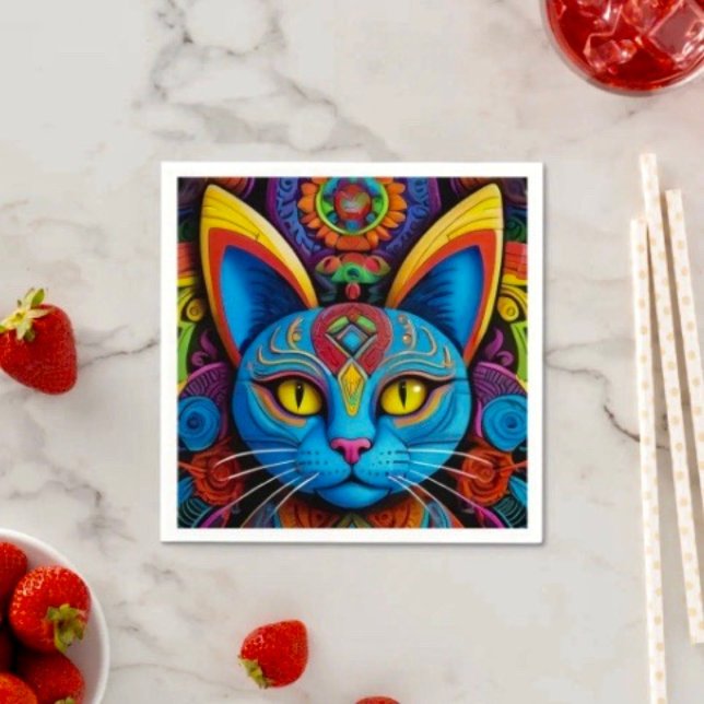 Guardanapo De Papel Abstrato Cat com olhos amarelos (Criador carregado)