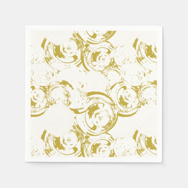 Guardanapo De Papel Abstrato Champagne Dourado Swirl (Frente)