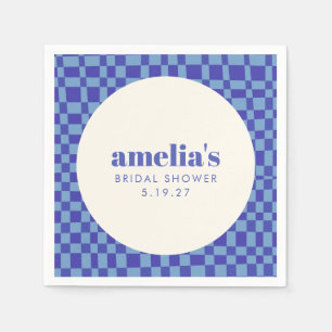 Guardanapo De Papel Abstrato Checkerboard Blue Chá de panela