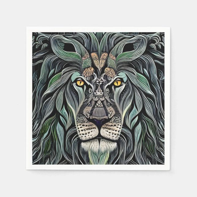 Guardanapo De Papel Abstrato Chique King Lion (Frente)