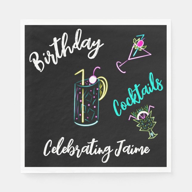 Guardanapo De Papel Abstrato Cocktail Neon Beon Bar Club (Frente)