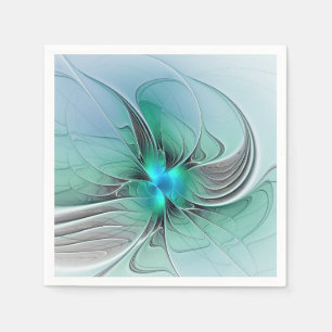 Guardanapo De Papel Abstrato com Arte Fractal Azul, Moderna