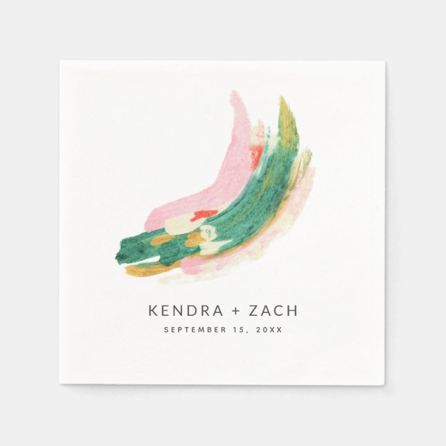 Guardanapo De Papel Abstrato de Arte Moderna Pintou Casamento (Frente)