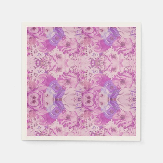 Guardanapo De Papel Abstrato de Flor Azul Roxo (Frente)