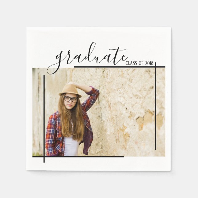 Guardanapo De Papel Abstrato de Graduação Negra Moderna Foto Napkins (Frente)