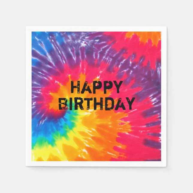 Guardanapo De Papel abstrato de gravata de néon psicodélico selvagem (Frente)