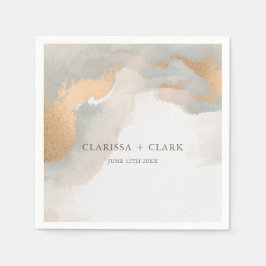 Guardanapo De Papel Abstrato Elegante Dourado Casamento Painterly Por