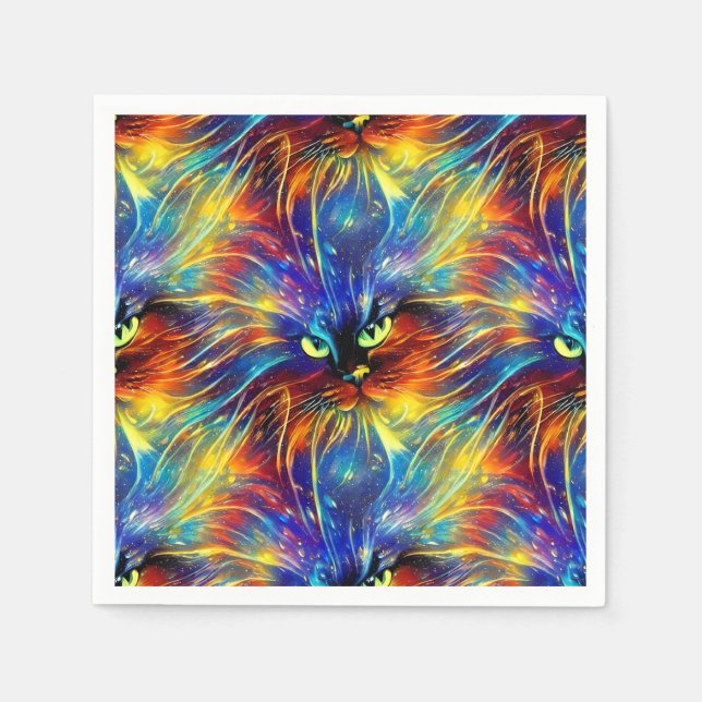 Guardanapo De Papel Abstrato elegante, salpicos de Gato sem costura (Frente)