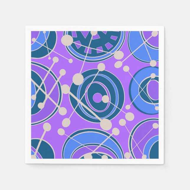 Guardanapo De Papel Abstrato, geoformas em roxo, azul (Frente)