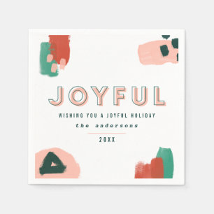 Guardanapo De Papel Abstrato gráfico moderno vermelho, rosa + verde al