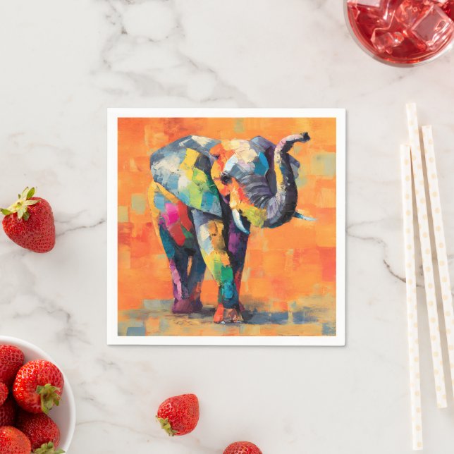 Guardanapo De Papel Abstrato Happy Rainbow Elephant (Insitu)